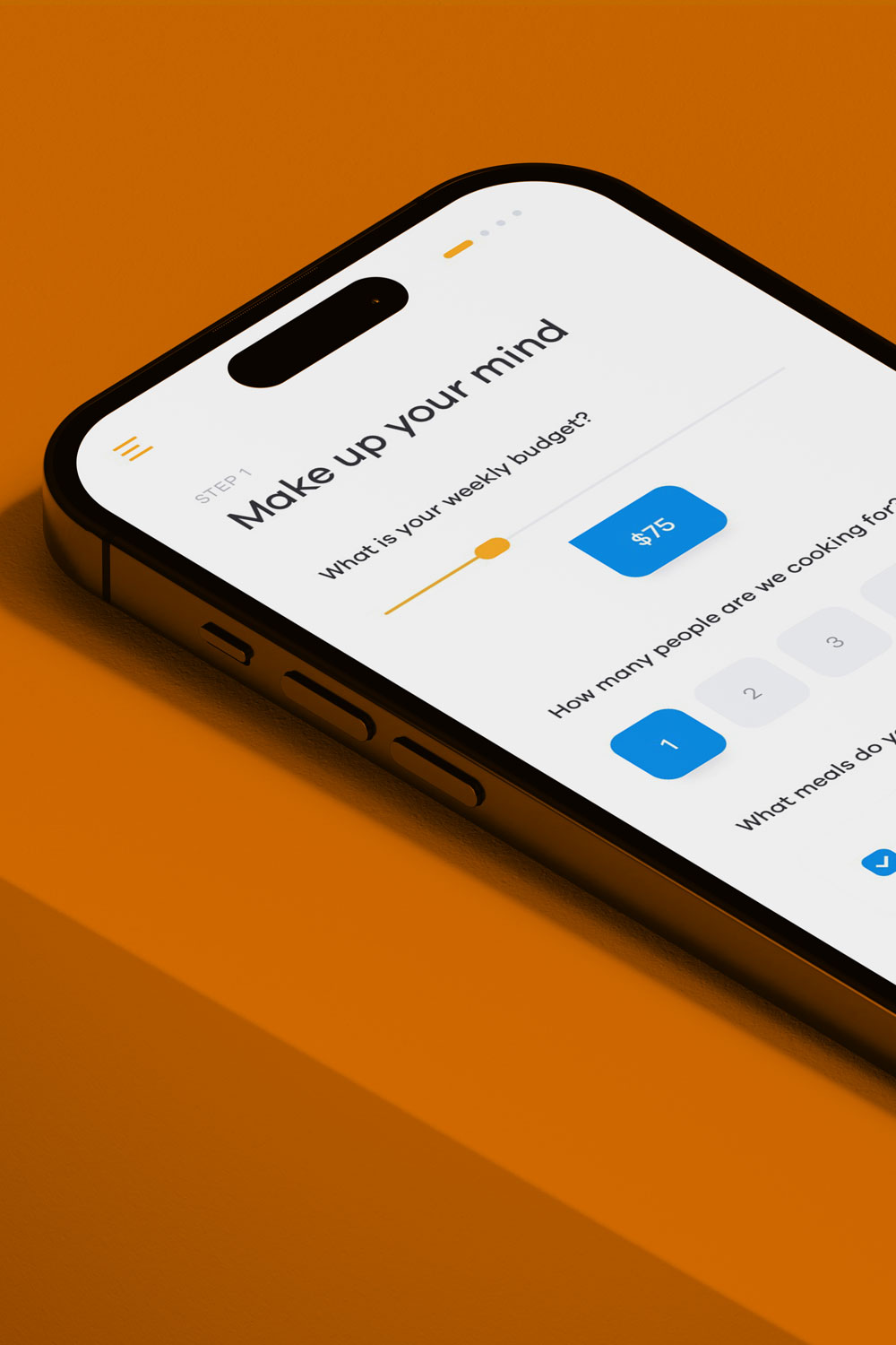 young woman using Foodrush app on tablet at kitchen counter