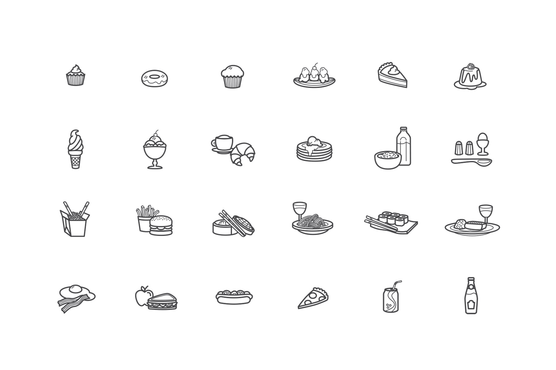 foodrush app foody icons set